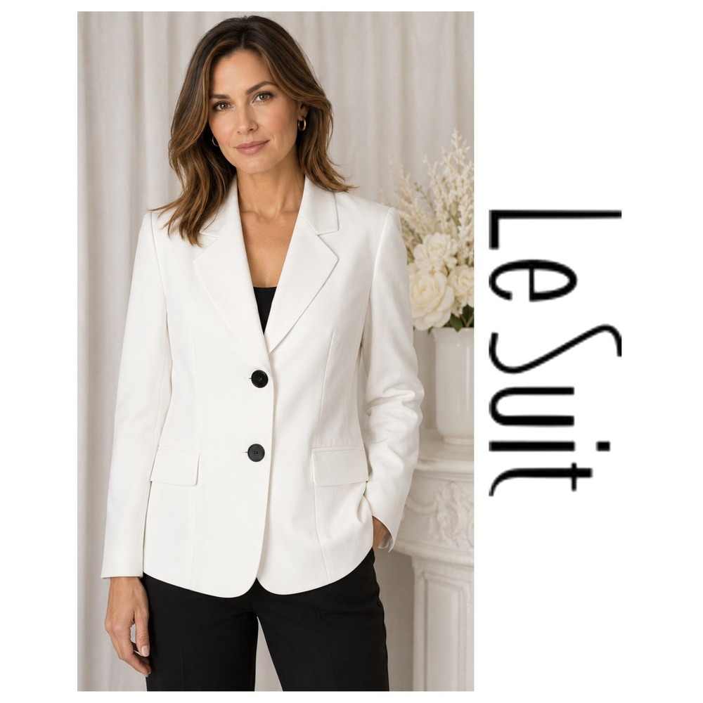 LE SUIT White Suit Jacket Blazer Career Capsule Quiet Luxury Old Money 14 NWT